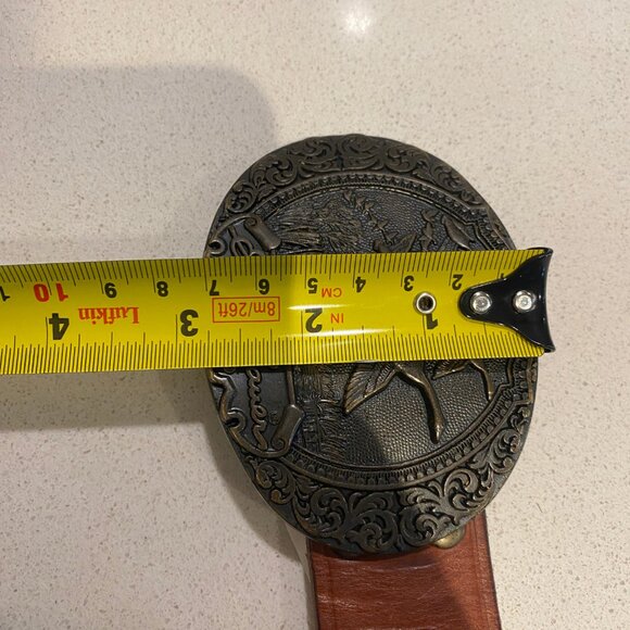 Eddie Bauer leather Belt with buckle (Canada Goose design) size 38 - Picture 13 of 14